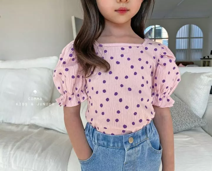Comma - Korean Children Fashion - #fashionkids - Dot Puff Tee