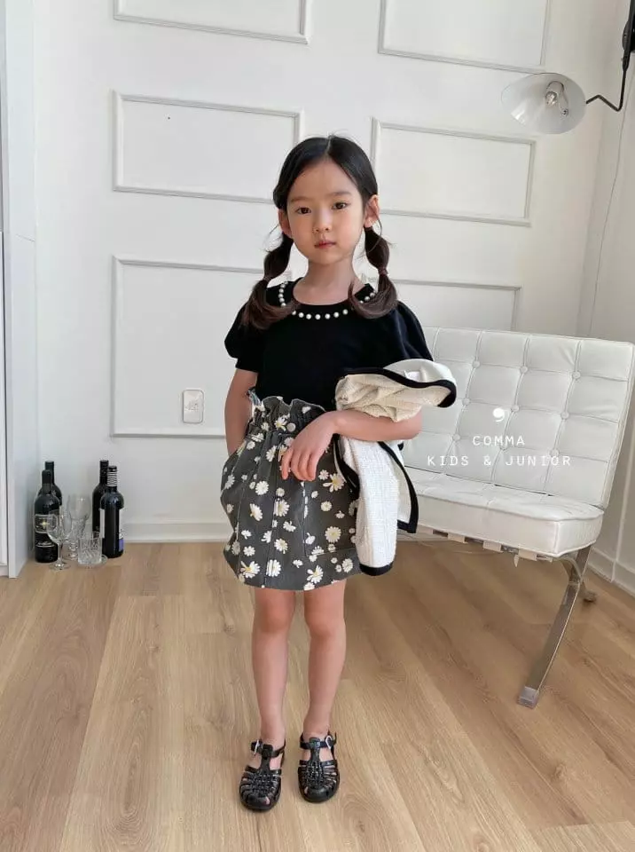 Comma - Korean Children Fashion - #fashionkids - Pearl Shirring Puff Tee