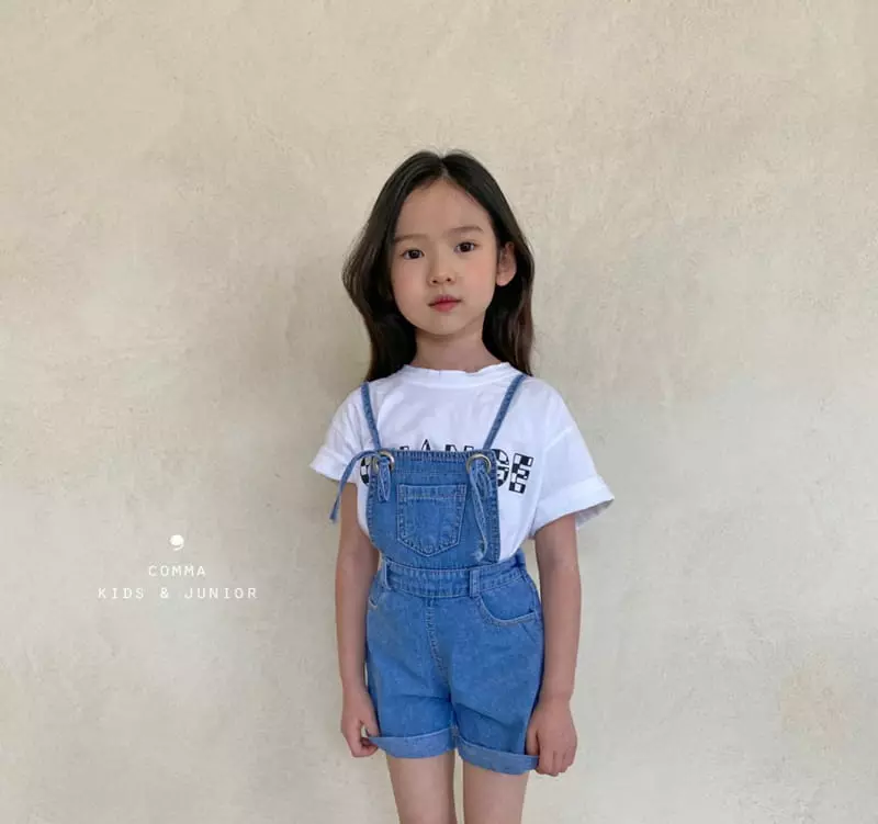 Comma - Korean Children Fashion - #fashionkids - Denim Roll-up Dungarees Shorts - 11