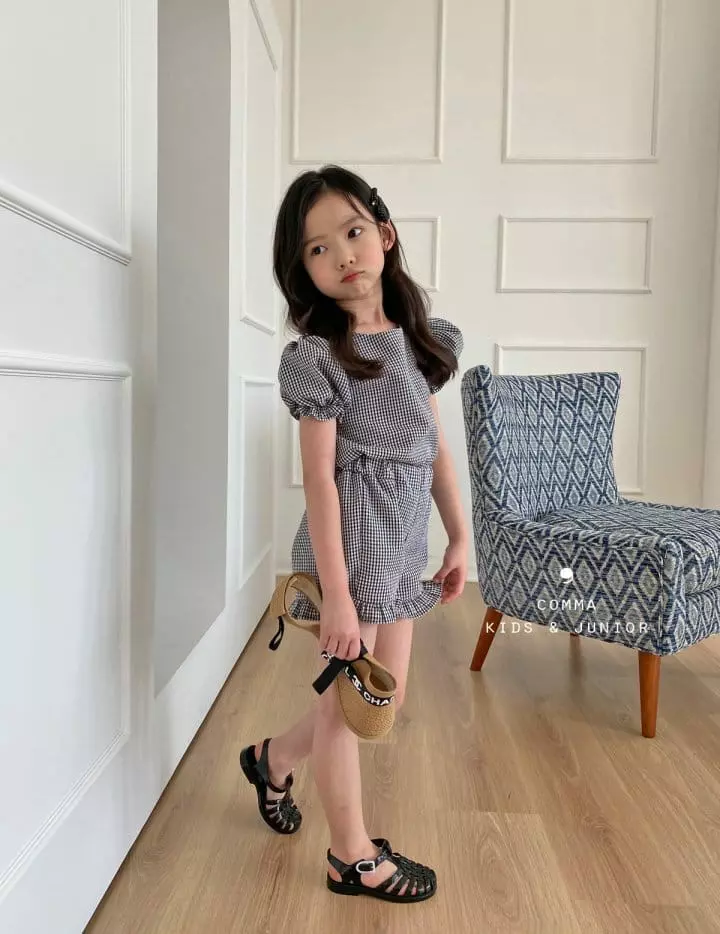 Comma - Korean Children Fashion - #fashionkids - Check Celeb Top Bottom Set - 3