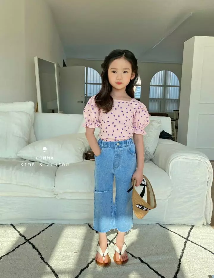 Comma - Korean Children Fashion - #kidsshorts - Dot Puff Tee - 2