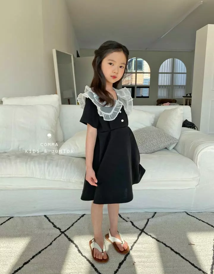Comma - Korean Children Fashion - #kidsshorts - Mesh Collar One-piece - 10