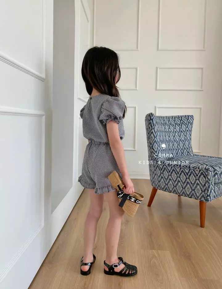 Comma - Korean Children Fashion - #fashionkids - Check Celeb Top Bottom Set - 4