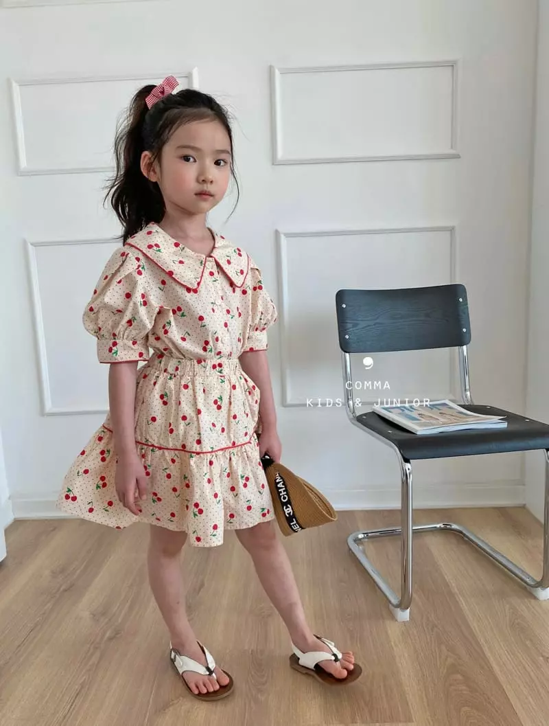 Comma - Korean Children Fashion - #fashionkids - Cherry Top Bottom Set - 4