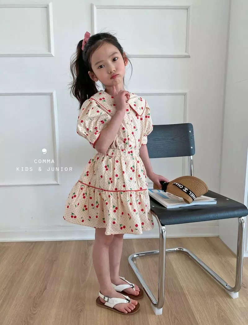 Comma - Korean Children Fashion - #kidsstore - Cherry Top Bottom Set - 5