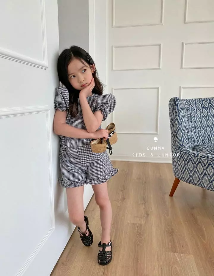 Comma - Korean Children Fashion - #kidzfashiontrend - Check Celeb Top Bottom Set - 6