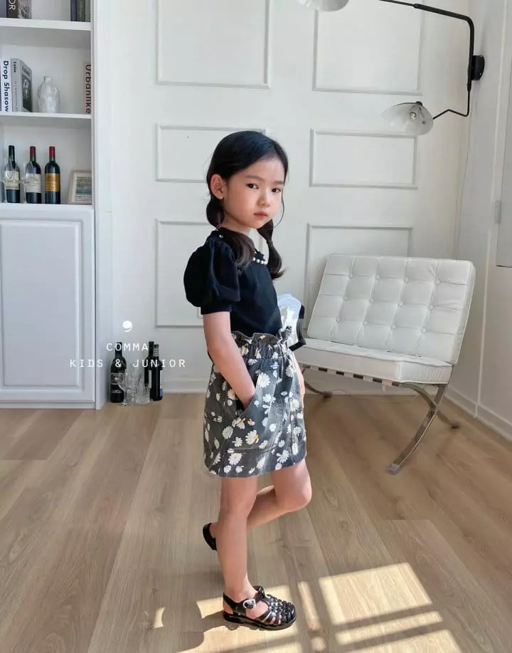 Comma - Korean Children Fashion - #littlefashionista - Pearl Shirring Puff Tee - 6
