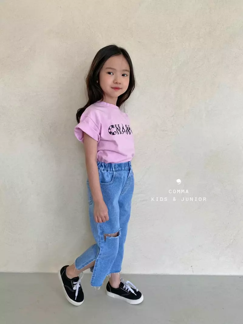 Comma - Korean Children Fashion - #littlefashionista - Slit Capri Jeans - 5