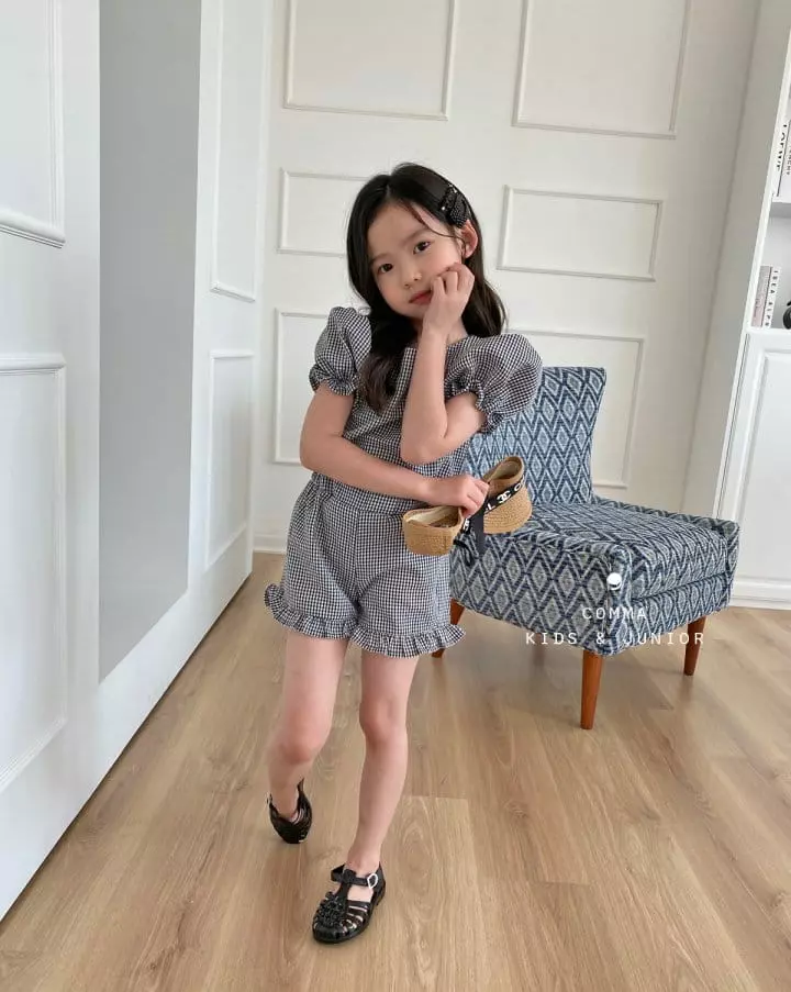 Comma - Korean Children Fashion - #littlefashionista - Check Celeb Top Bottom Set - 8