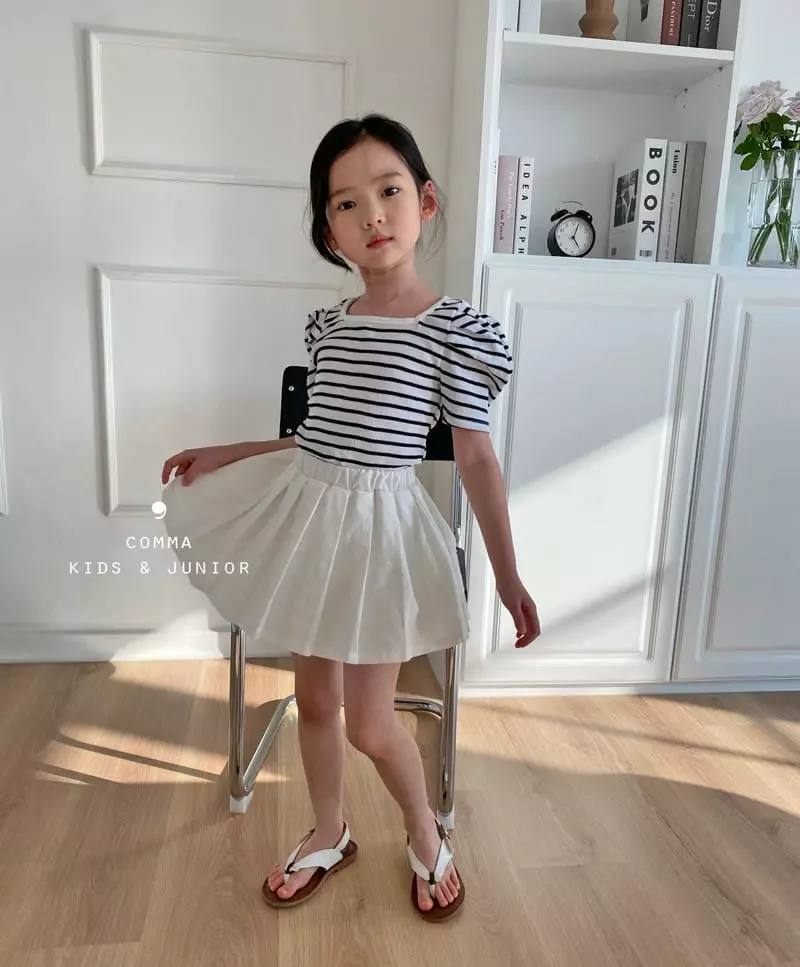 Comma - Korean Children Fashion - #littlefashionista - Stripes Puff Tee - 6