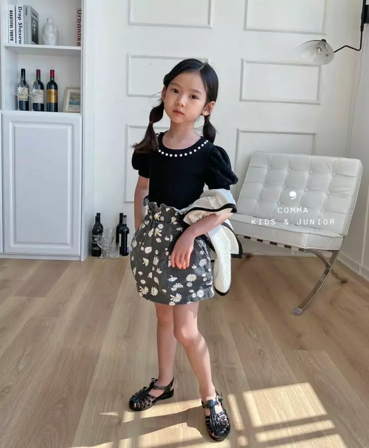 Comma - Korean Children Fashion - #minifashionista - Pearl Shirring Puff Tee - 8
