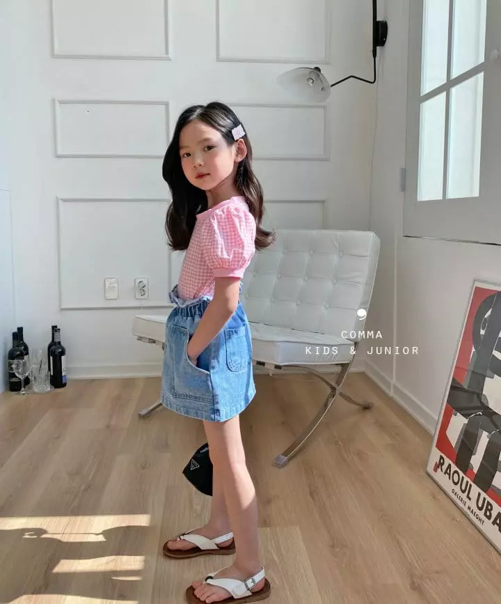 Comma - Korean Children Fashion - #minifashionista - CheckPuff Tee - 6