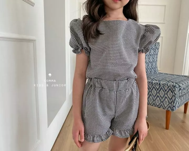 Comma - Korean Children Fashion - #minifashionista - Check Celeb Top Bottom Set - 10