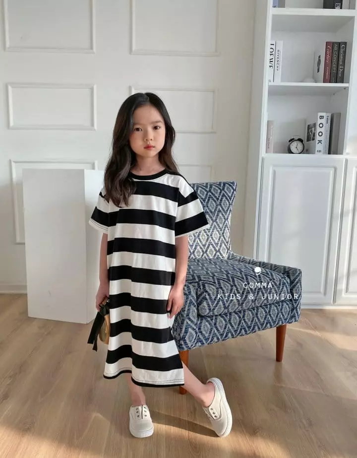 Comma - Korean Children Fashion - #prettylittlegirls - Stripes Tong Slit One-piece - 10