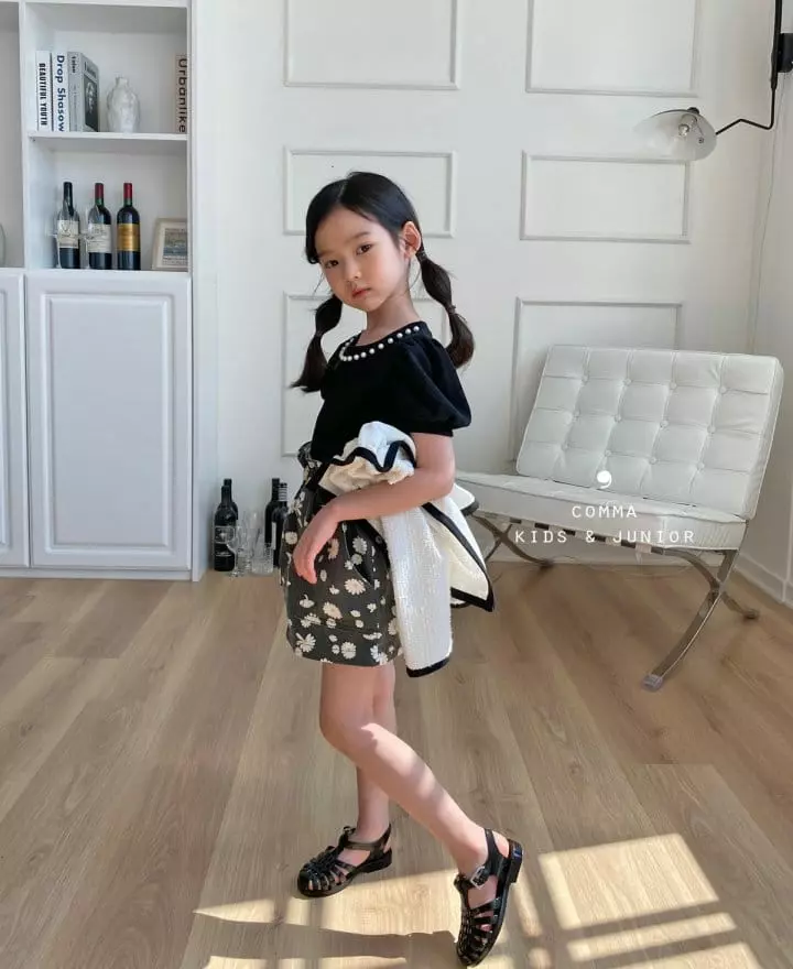 Comma - Korean Children Fashion - #prettylittlegirls - Pearl Shirring Puff Tee - 9