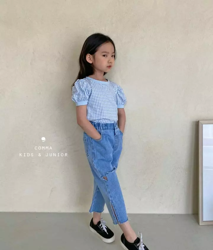 Comma - Korean Children Fashion - #stylishchildhood - CheckPuff Tee - 10
