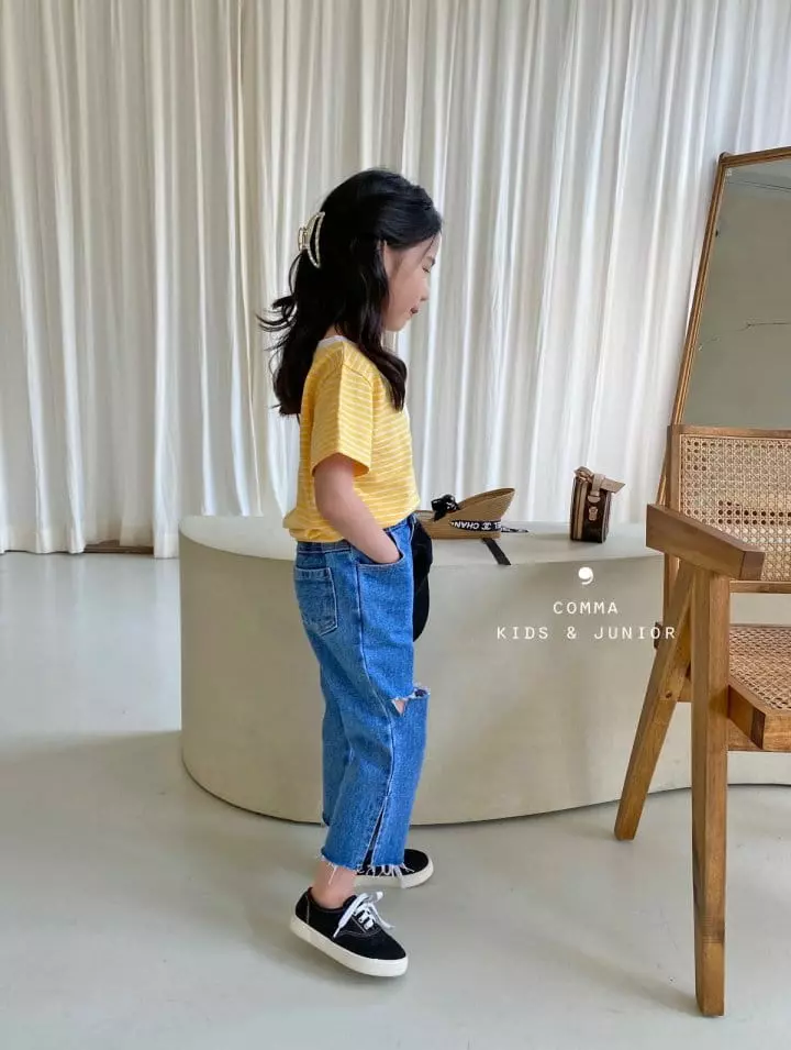 Comma - Korean Children Fashion - #stylishchildhood - Small Stripes Tee - 7