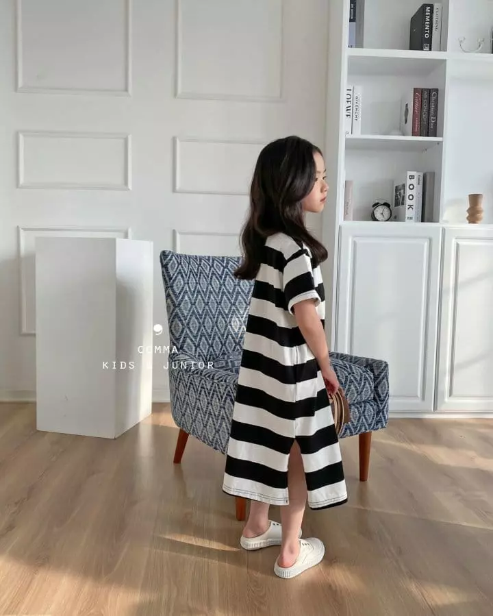 Comma - Korean Children Fashion - #todddlerfashion - Stripes Tong Slit One-piece - 11