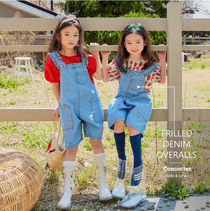 Concocter - Korean Children Fashion - #childofig - Frill Denim Overall