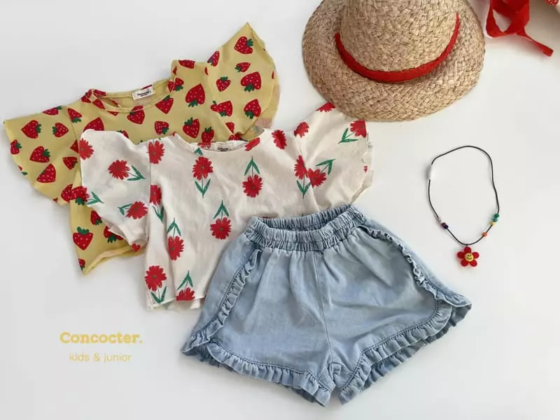 Concocter - Korean Children Fashion - #kidsstore - Frill Denim Shorts - 8
