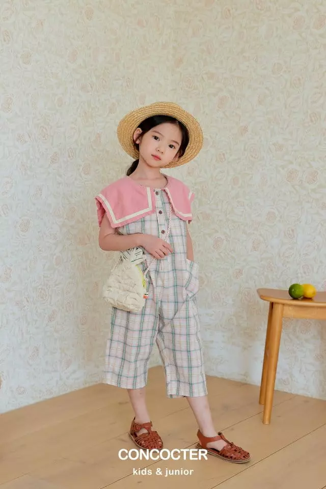 Concocter - Korean Children Fashion - #littlefashionista - Sailot Check Jumpsuit - 2