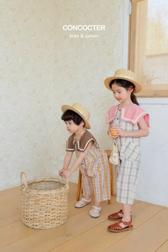 Concocter - Korean Children Fashion - #prettylittlegirls - Sailot Check Jumpsuit - 5