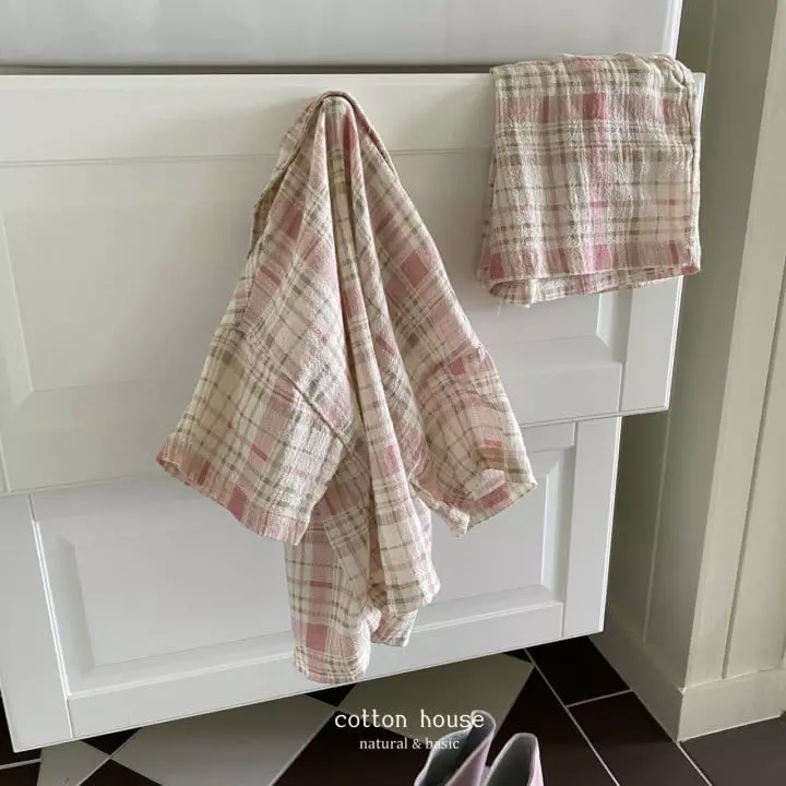 Cotton House - Korean Children Fashion - #Kfashion4kids - Check Collar Top Bottom Set - 11