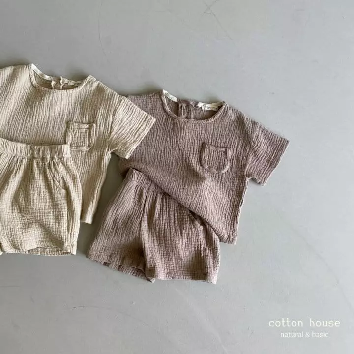 Cotton House - Korean Children Fashion - #Kfashion4kids - Yoru Pocket Top Bottom Set - 8