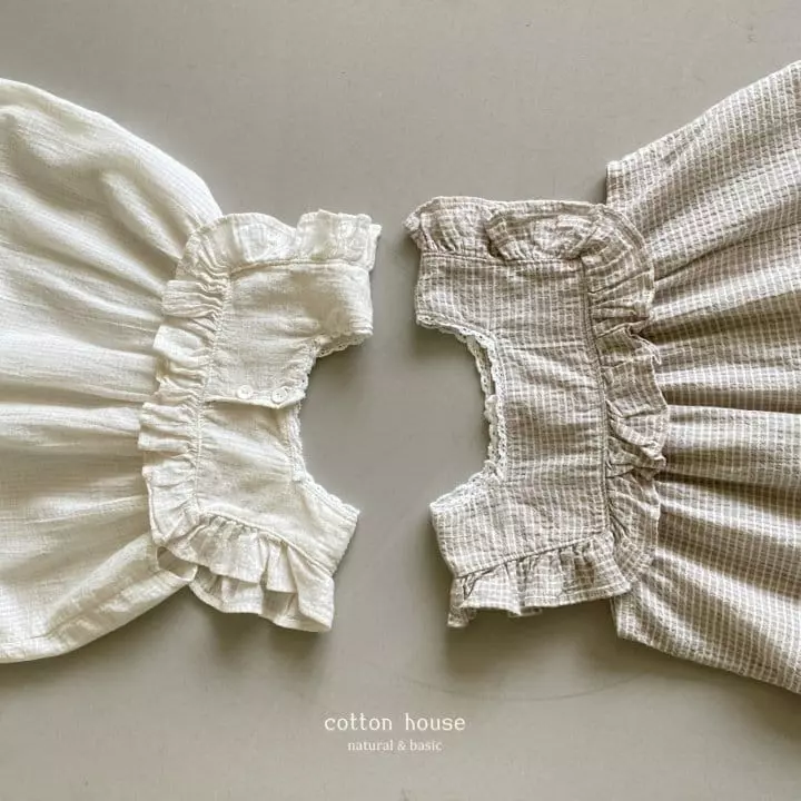 Cotton House - Korean Children Fashion - #childofig - Frill Check One-piece - 6