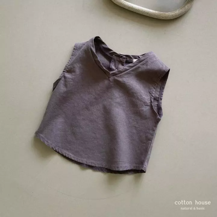 Cotton House - Korean Children Fashion - #childofig - V Linen Sleeveless - 7