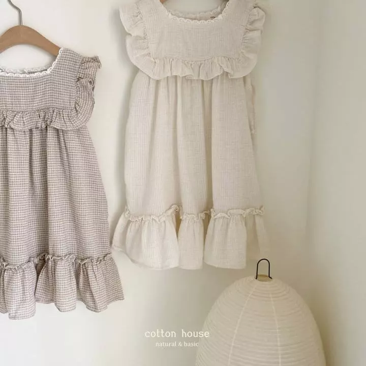 Cotton House - Korean Children Fashion - #childrensboutique - Frill Check One-piece - 7