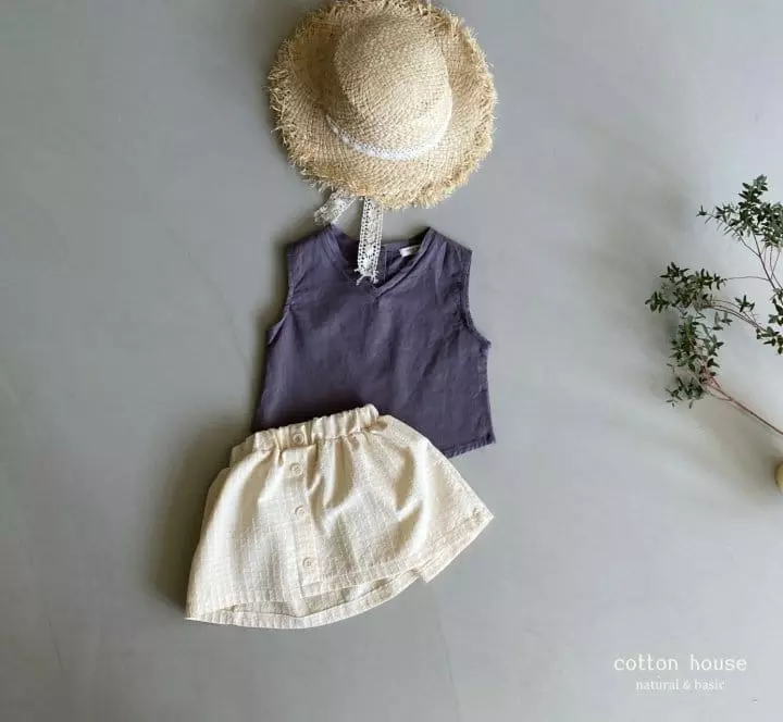 Cotton House - Korean Children Fashion - #designkidswear - V Linen Sleeveless - 10