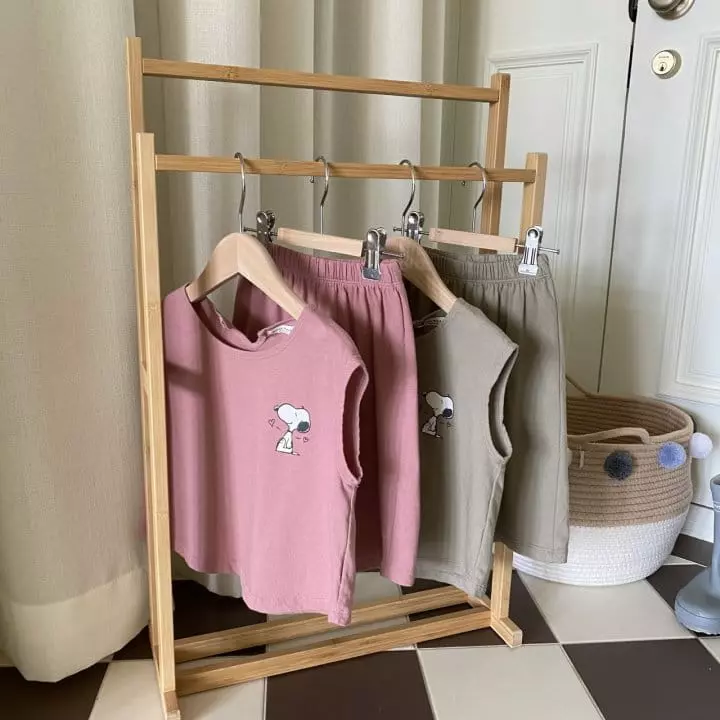 Cotton House - Korean Children Fashion - #designkidswear - Snoopy Sleeveless Bottom Set - 2