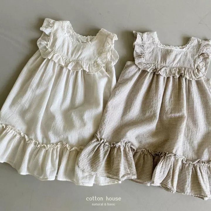 Cotton House - Korean Children Fashion - #fashionkids - Frill Check One-piece - 10