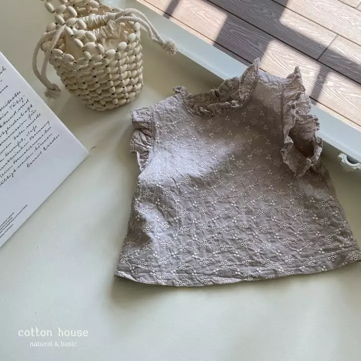 Cotton House - Korean Children Fashion - #fashionkids - Shirring Sleeveless Blouse - 2