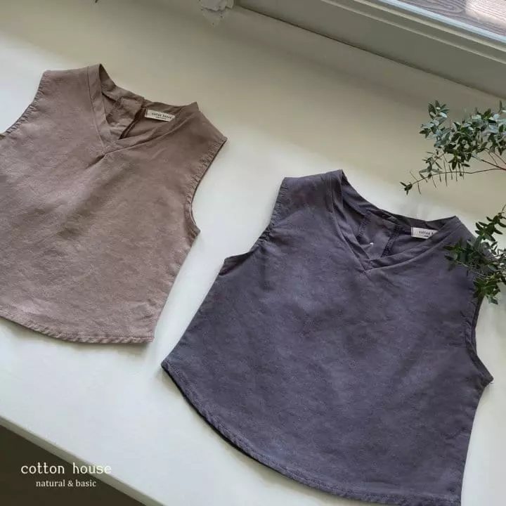 Cotton House - Korean Children Fashion - #kidzfashiontrend - V Linen Sleeveless