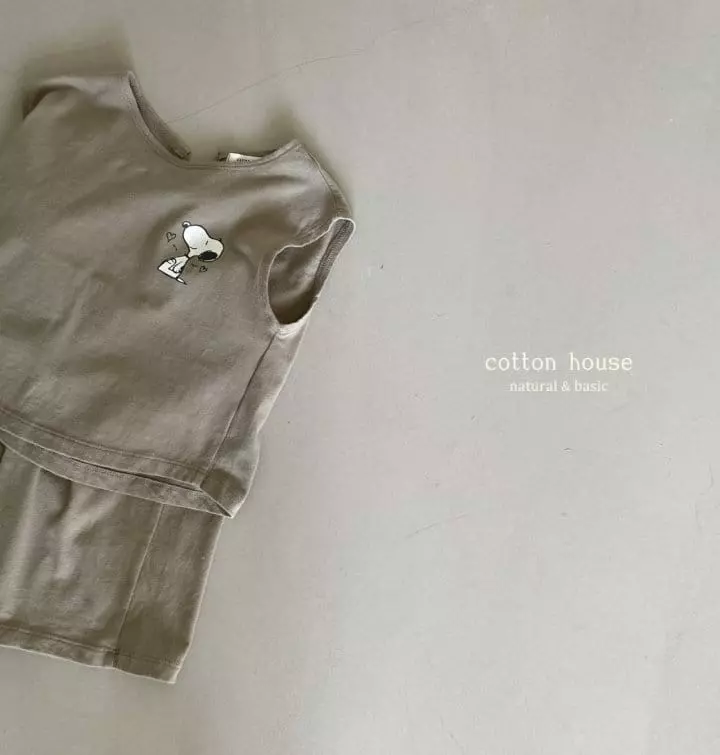 Cotton House - Korean Children Fashion - #kidzfashiontrend - Snoopy Sleeveless Bottom Set - 7