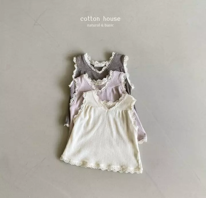 Cotton House - Korean Children Fashion - #littlefashionista - Eyelet Lace Sleeveless - 2