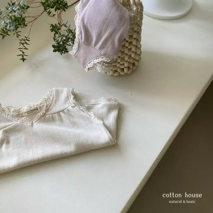 Cotton House - Korean Children Fashion - #magicofchildhood - Eyelet Lace Sleeveless - 3