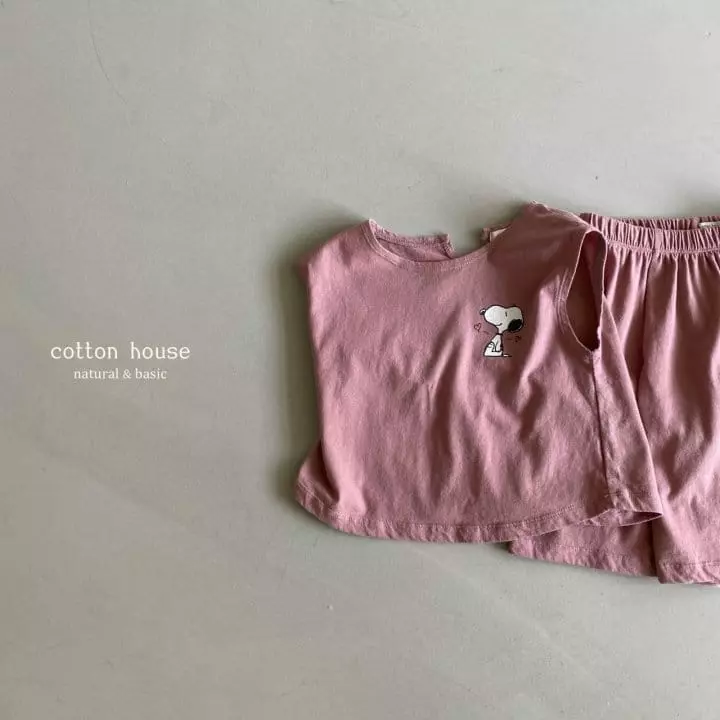 Cotton House - Korean Children Fashion - #magicofchildhood - Snoopy Sleeveless Bottom Set - 10