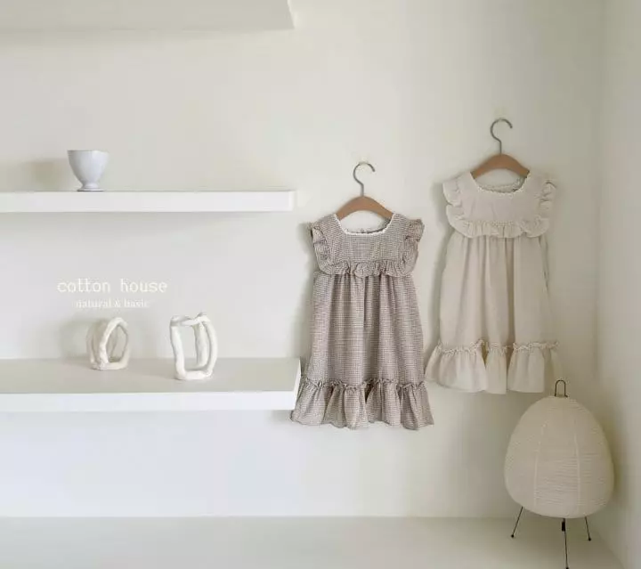 Cotton House - Korean Children Fashion - #minifashionista - Frill Check One-piece