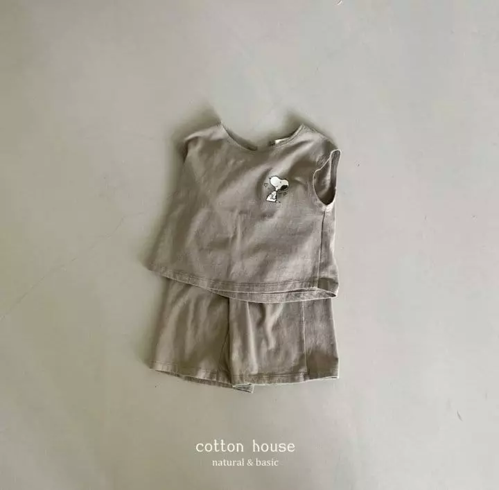 Cotton House - Korean Children Fashion - #minifashionista - Snoopy Sleeveless Bottom Set - 11