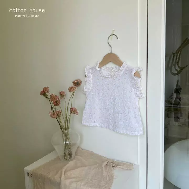 Cotton House - Korean Children Fashion - #todddlerfashion - Shirring Sleeveless Blouse - 11