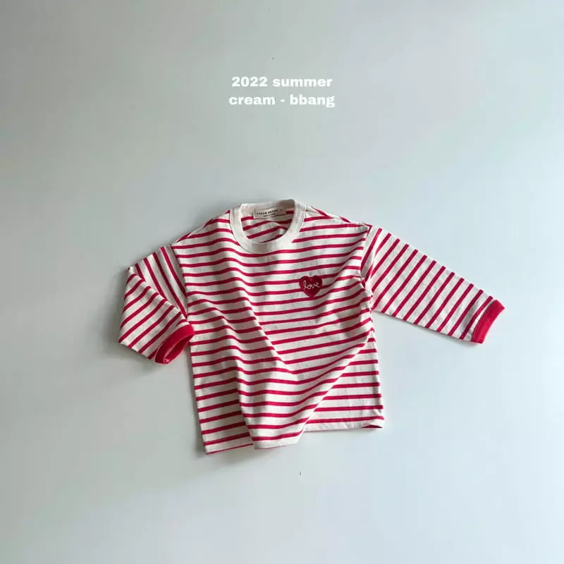 Cream Bbang - Korean Children Fashion - #childofig - Heart Wapen Stripes Tee - 2