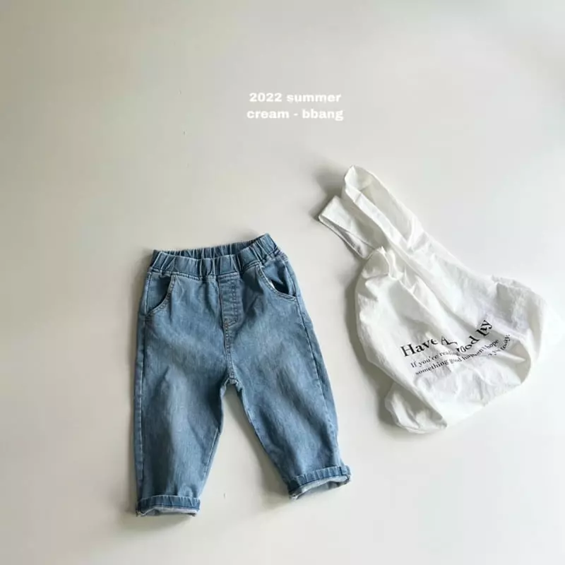 Cream Bbang - Korean Children Fashion - #childrensboutique - Summer Daily Denim Baggy Pants - 7