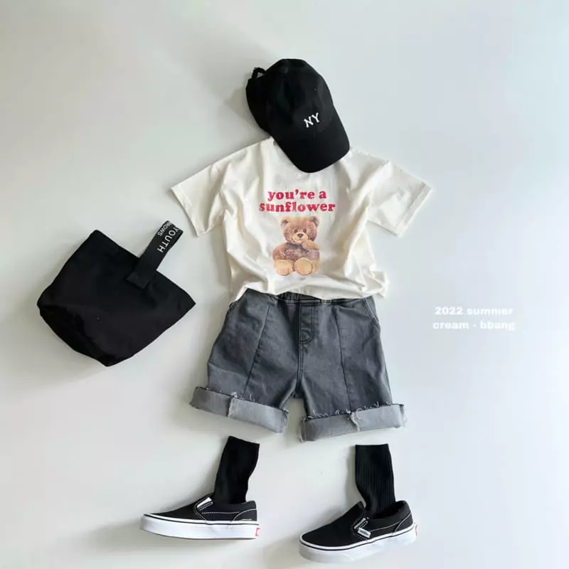 Cream Bbang - Korean Children Fashion - #childofig - Denim Slit Cutting Shorts - 4