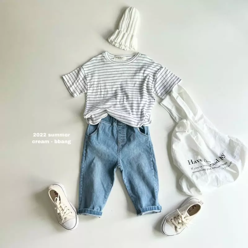 Cream Bbang - Korean Children Fashion - #designkidswear - Summer Daily Denim Baggy Pants - 8