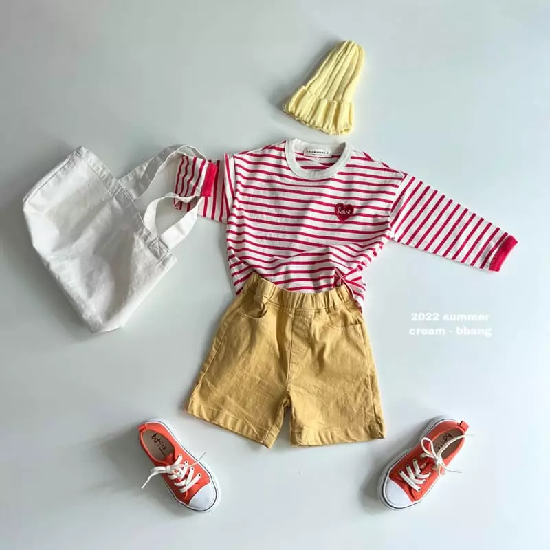 Cream Bbang - Korean Children Fashion - #discoveringself - Heart Wapen Stripes Tee - 5