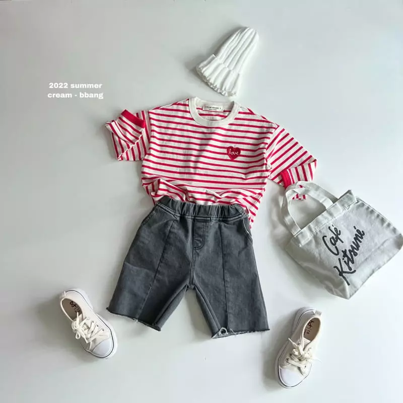 Cream Bbang - Korean Children Fashion - #fashionkids - Heart Wapen Stripes Tee - 6