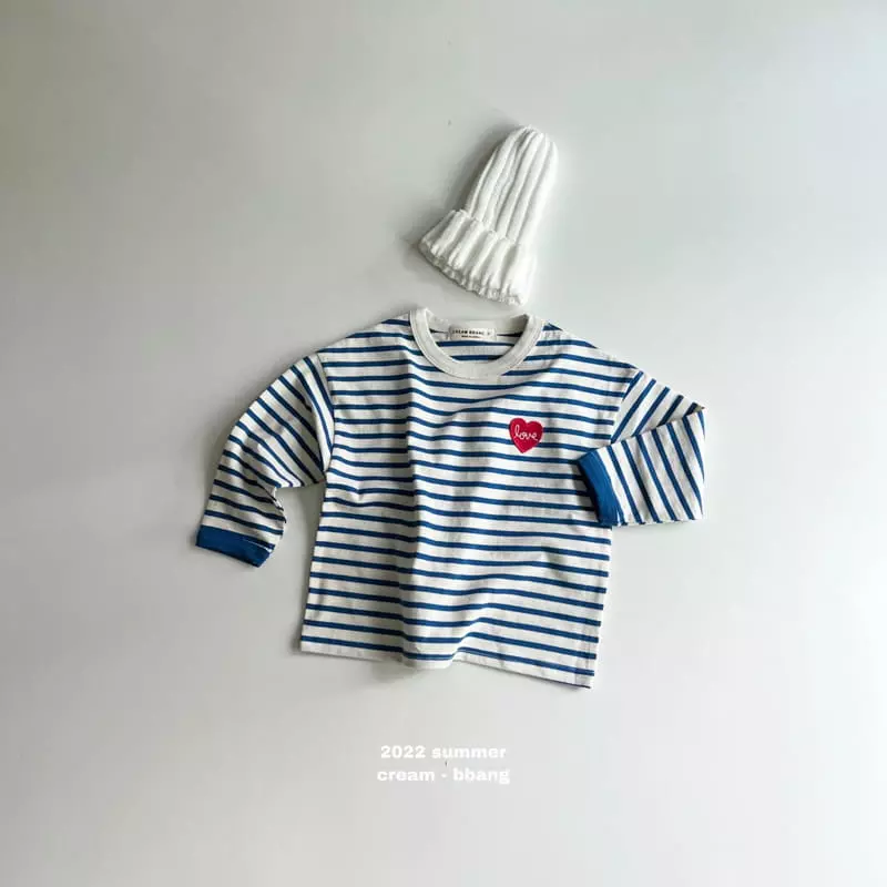 Cream Bbang - Korean Children Fashion - #kidsstore - Heart Wapen Stripes Tee - 8